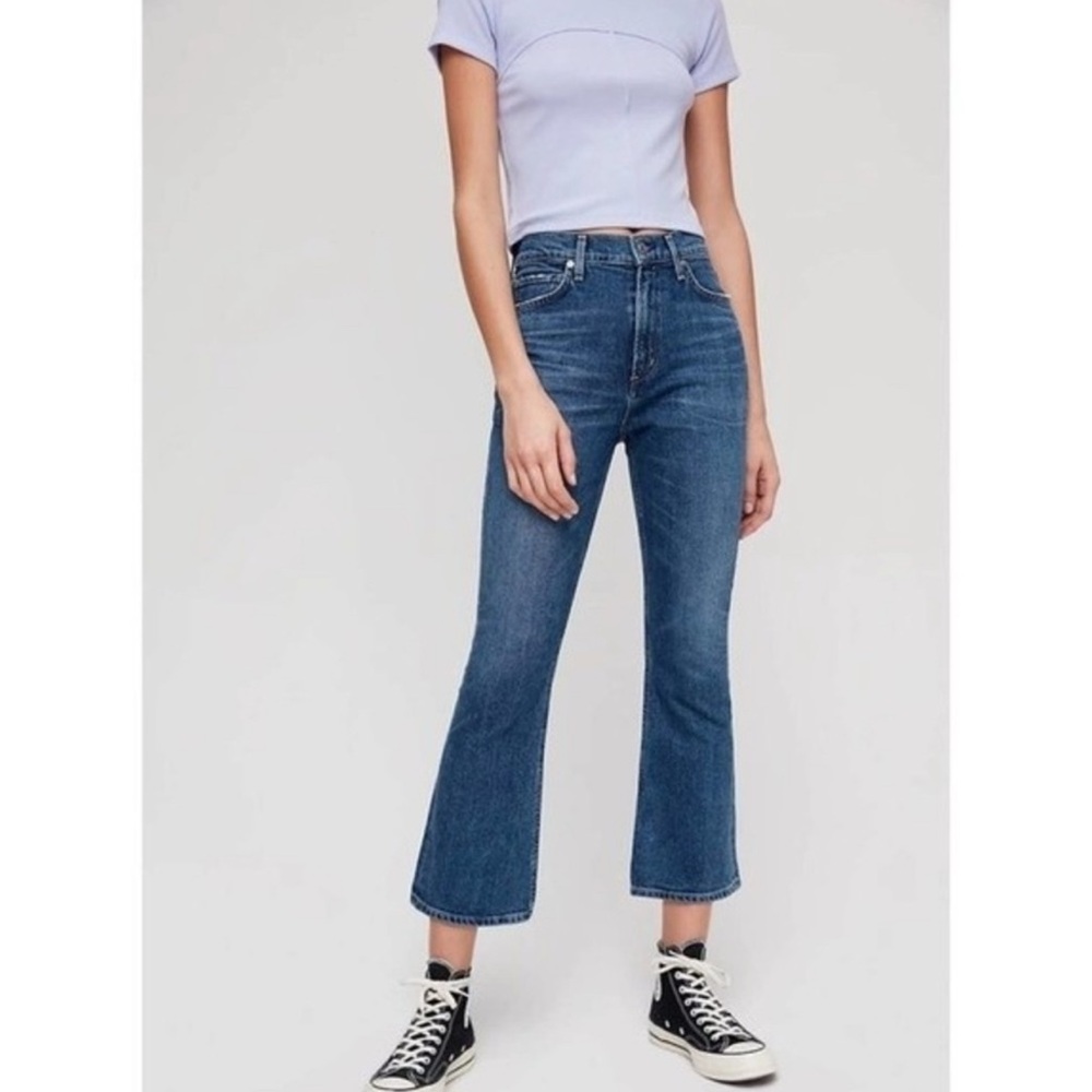 CITIZENS OF HUMANITY Demy Cropped Flare Jeans 24 Stretch Cotton Made in US